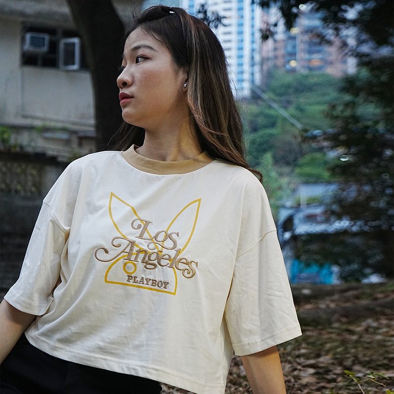 Hate Monday'' X PLAYBOY - TEE短袖上衣(PBHM-SS23T08) - 中性连帽卫衣/T 恤 - 棉．麻 银色