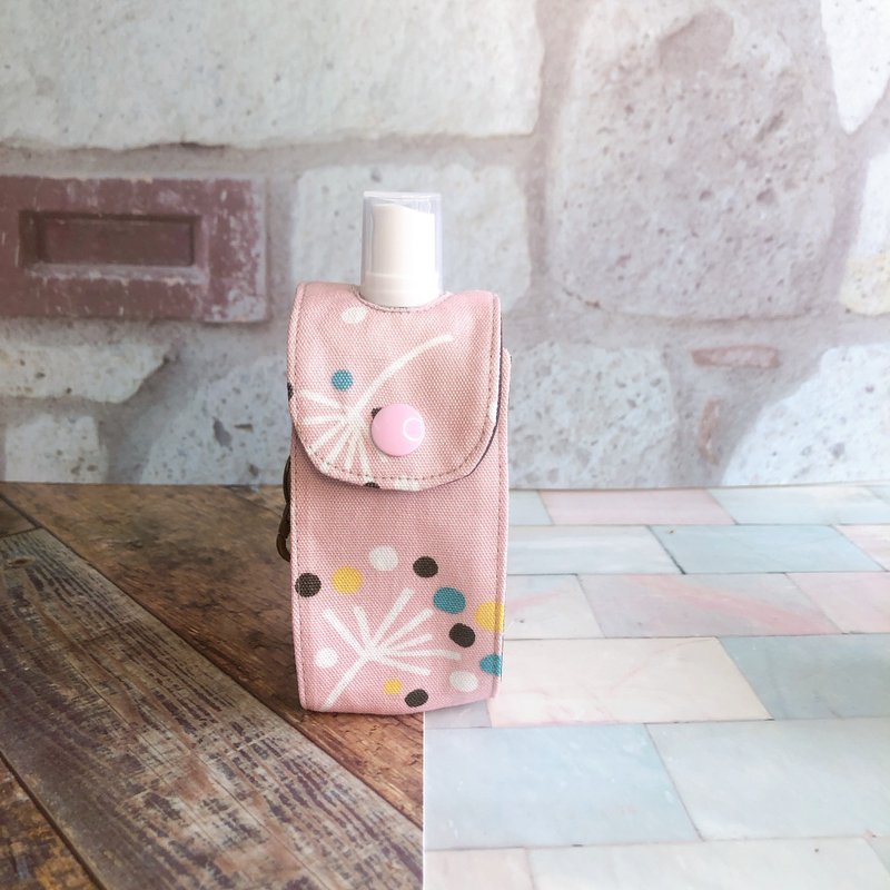 酒精/消毒液收纳袋 附100ml 2号瓶 外出必备防疫小物 - 粉红蒲公 - 收纳用品 - 棉．麻 粉红色