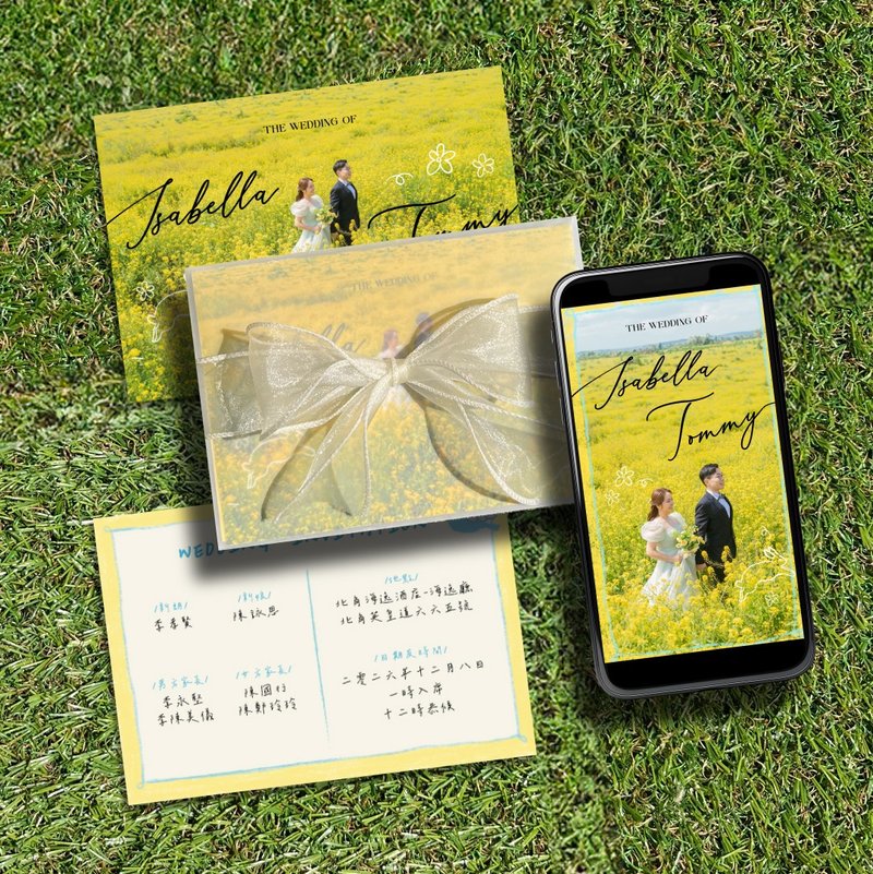 定制化 婚照插图 喜帖 30入 少量印刷 纸本 实体喜帖 电子喜帖 - 喜帖 - 纸 