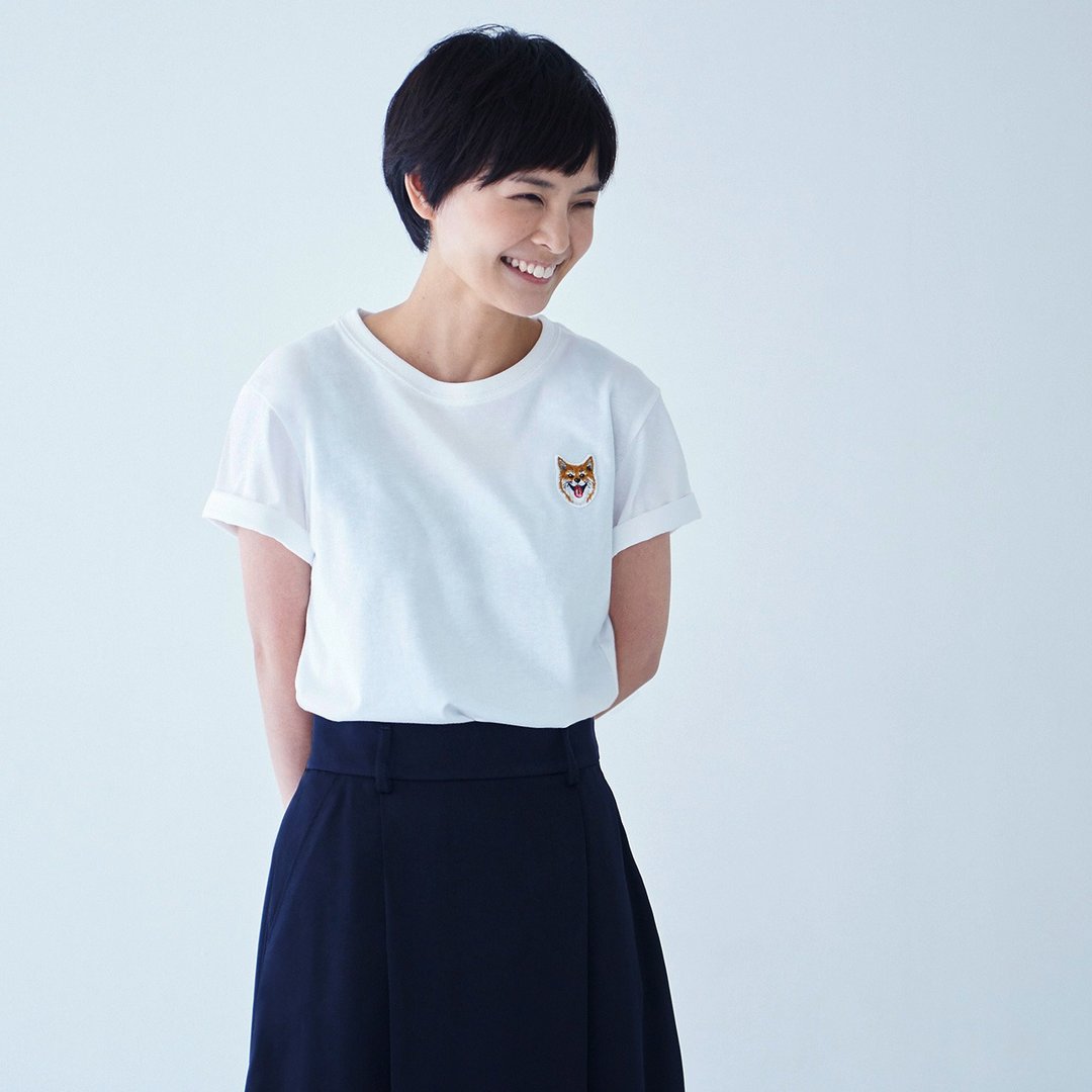 TEE SHIRT SMILE PATCH WHITE for WOMAN - 女装 T 恤 - 棉 白色