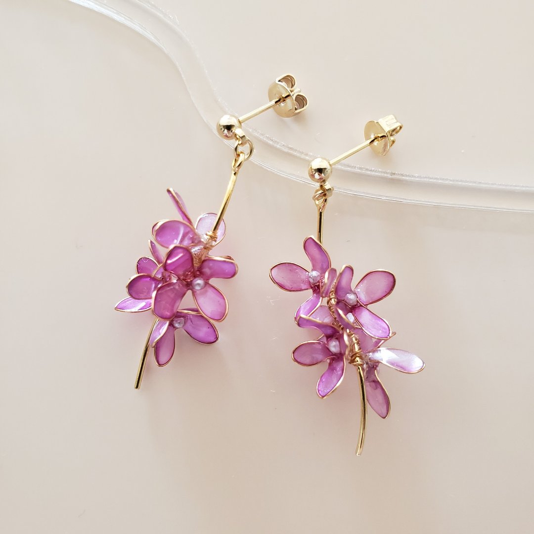 lilac pierced or clip-on earrings - 耳环/耳夹 - 树脂 紫色