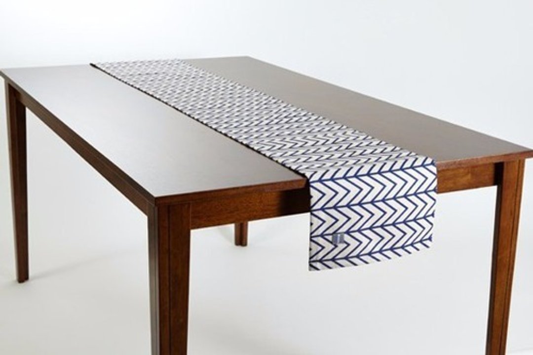 Table runner Scandinavian pattern navy wave natural Linen 183 × 30cm jubileetabletr016 - 杯垫 - 棉 
