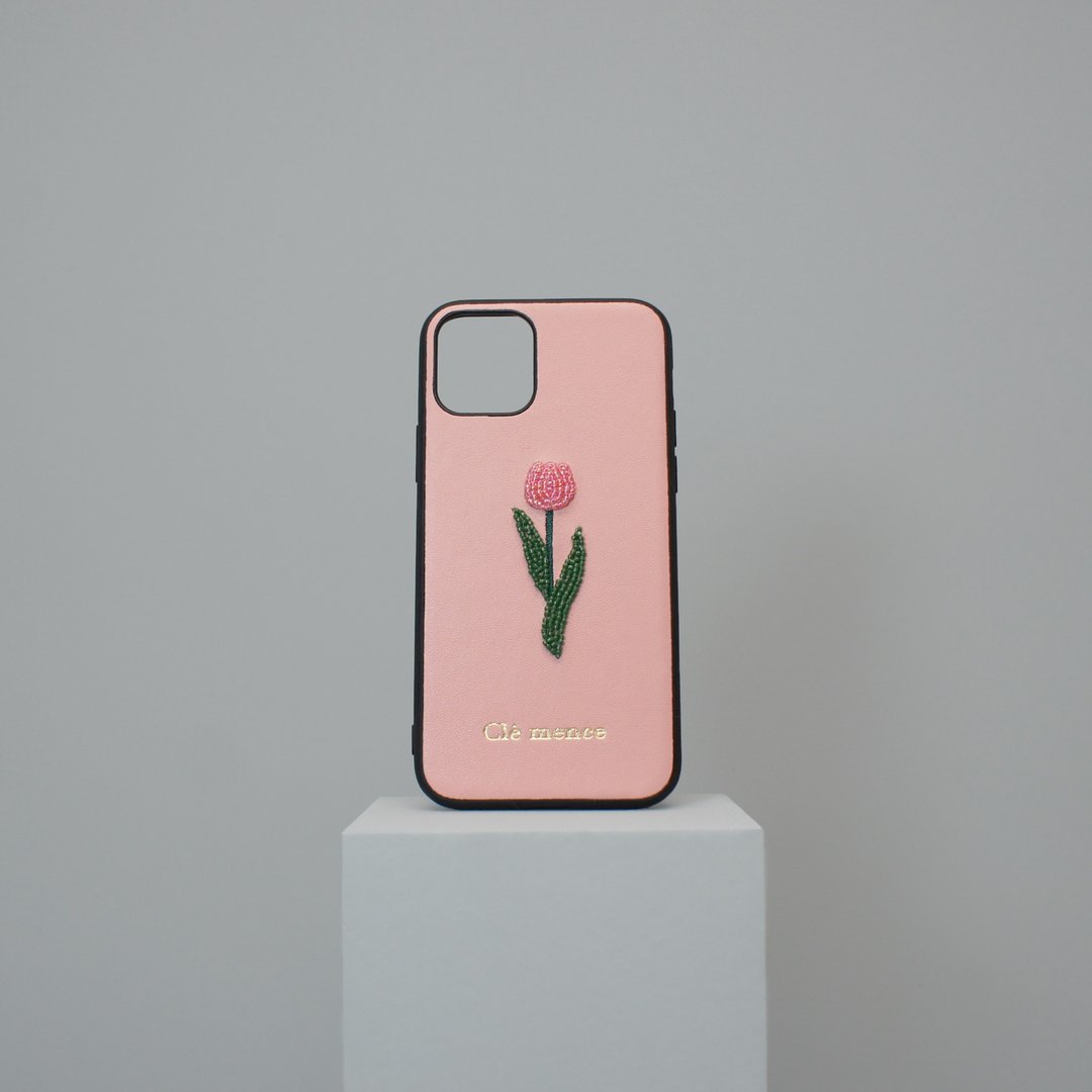 郁金香缝珠手机壳 iphone型号皆可订制 - 手机壳/手机套 - 塑料 粉红色