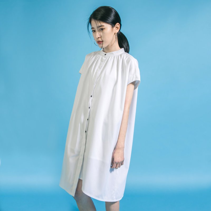 SU:MI said Chemist 化学家不对称洋装_6SF034_白 - 洋装/连衣裙 - 棉．麻 白色