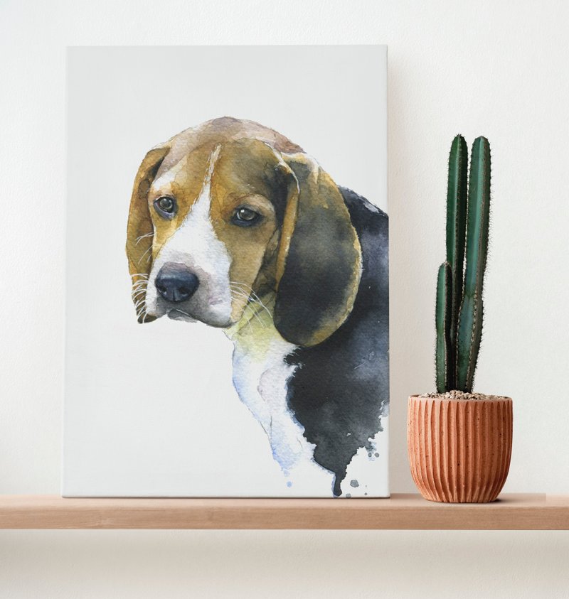 Watercolor portrait beagle - 墙贴/壁贴 - 纸 咖啡色