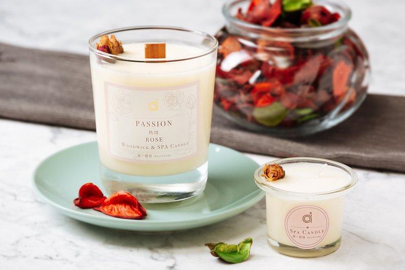【热情 (玫瑰)-木芯香氛蜡烛】Passion - 护肤香氛蜡烛 /居家摆饰 - 蜡烛/烛台 - 植物．花 红色