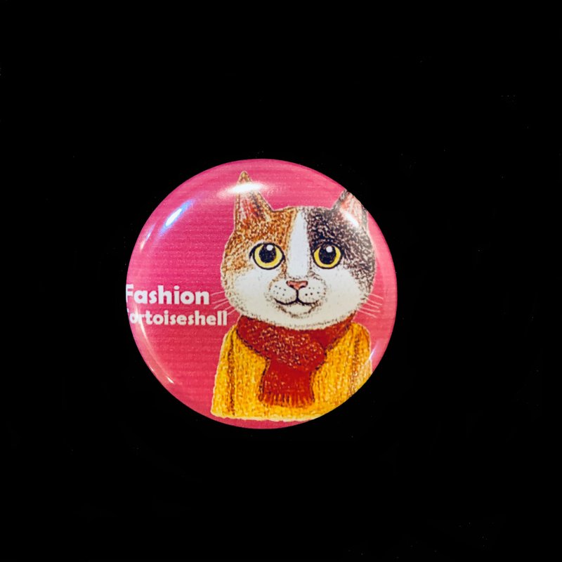 手绘插画小胸章小徽章别针 | 时尚猫狗~三花猫 - 徽章/别针 - 其他金属 