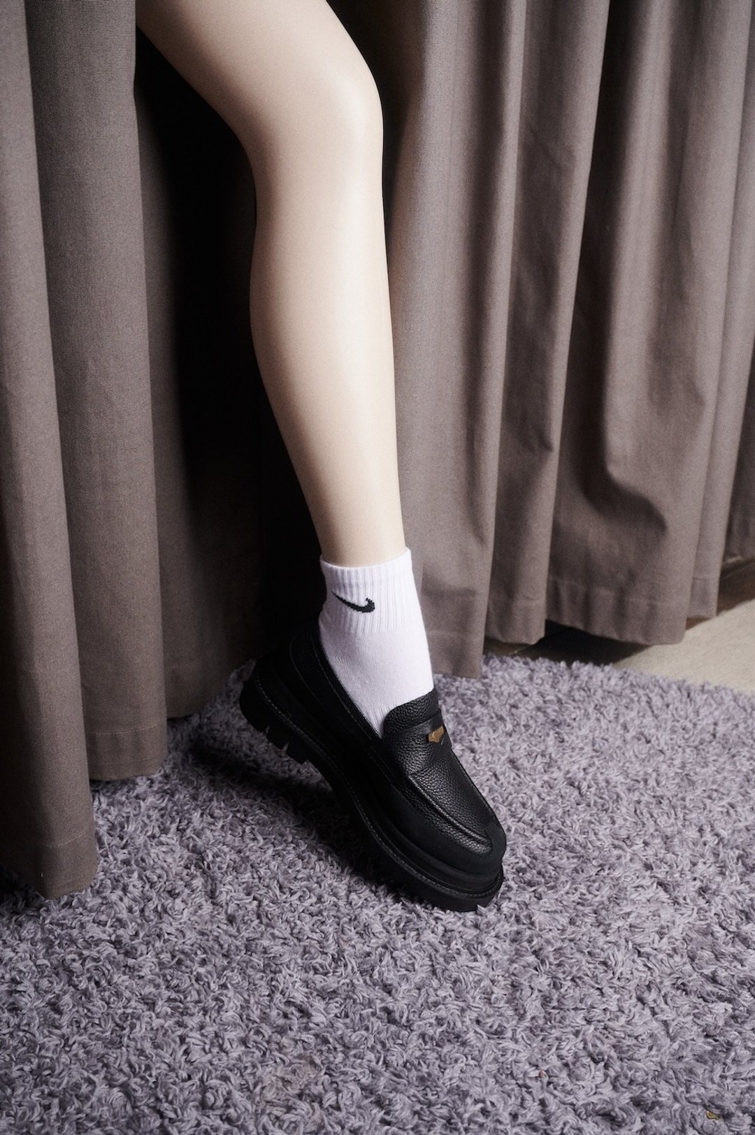 VATIC PENNY LOAFER Nappa 纳帕荔枝纹乐福鞋 内外增高63mm 乐福 - 男款牛津鞋/乐福鞋 - 真皮 黑色