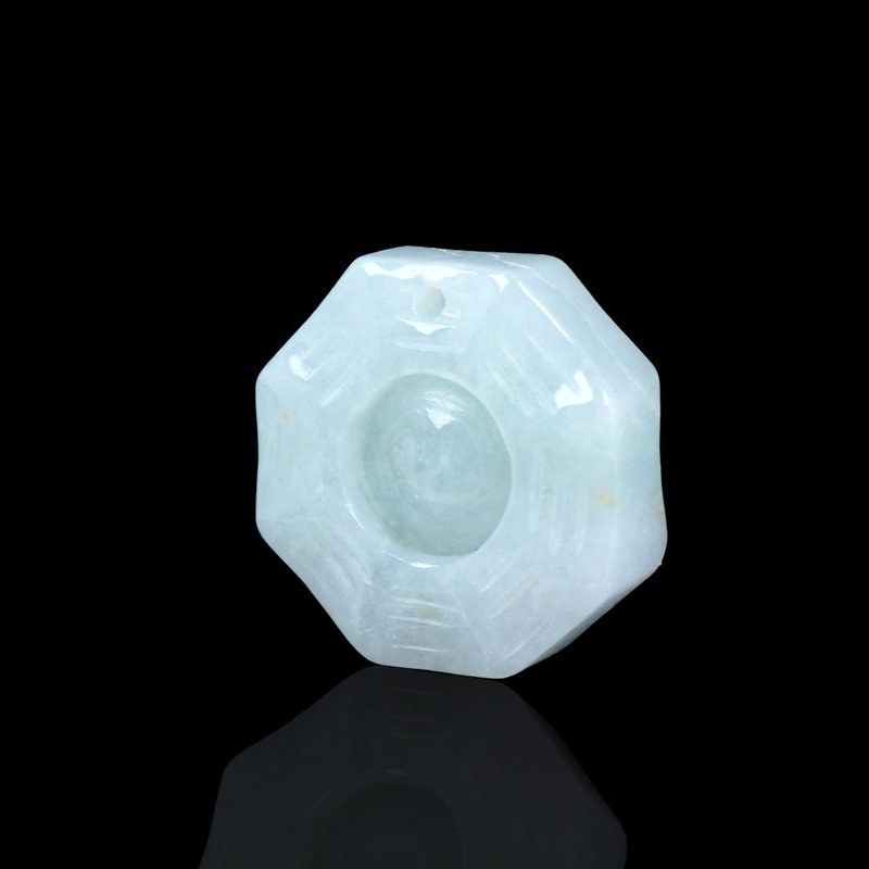 【干坤太极】冰种飘花翡翠八卦项链 | 天然缅甸玉A货翡翠 | 送礼 - 项链 - 玉石 绿色