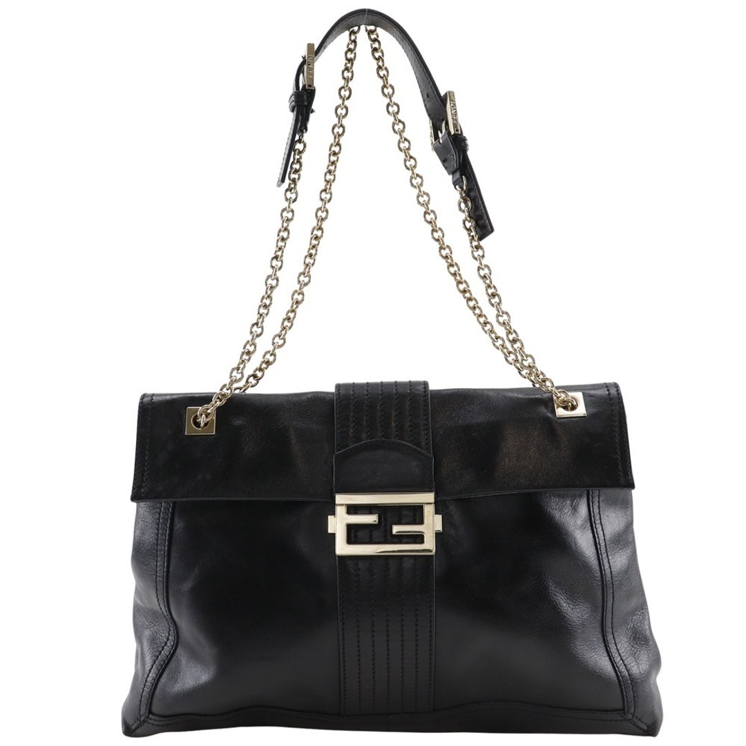 【日本直送】FENDI 芬迪 Chain Tote 托特包 2WAY 肩背包 皮革 黑色 女仕【二手】 - 手提包/手提袋 - 真皮 黑色