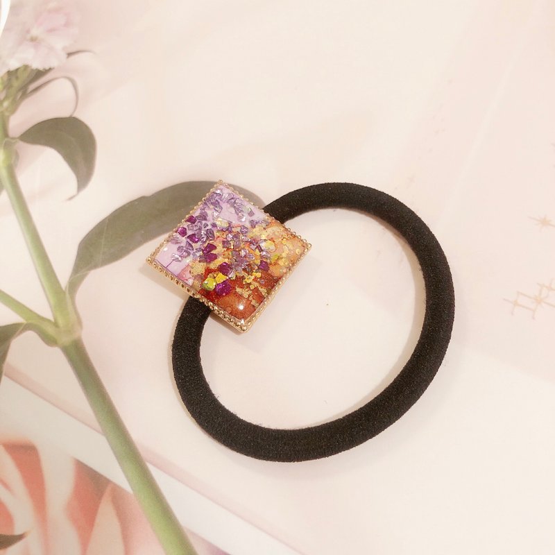 酒精墨水艺术髪圈 - 正方型 - 发饰 - 其他材质 紫色