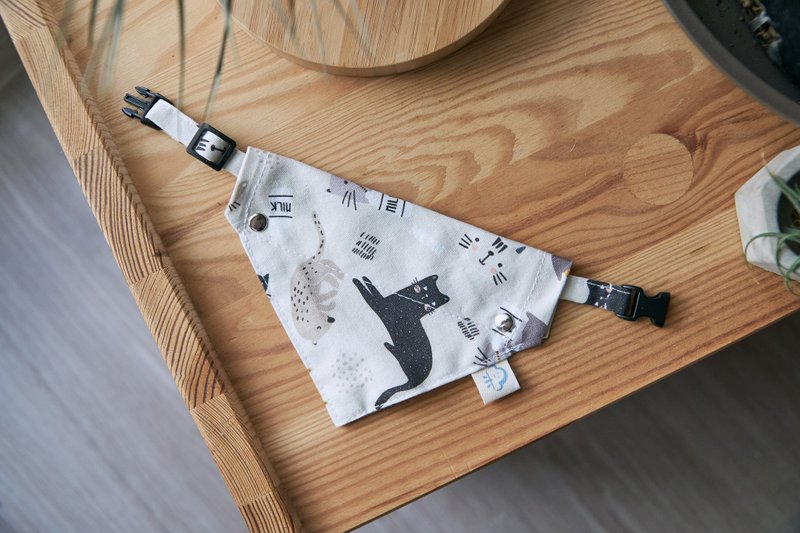 牛奶猫 手作宠物项圈 宠物领巾 - 项圈/牵绳 - 棉．麻 白色