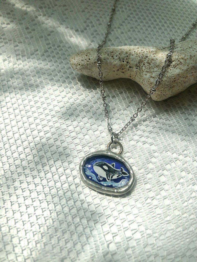 虎鲸kill whale玻璃彩绘短链 - 项链 - 玻璃 蓝色