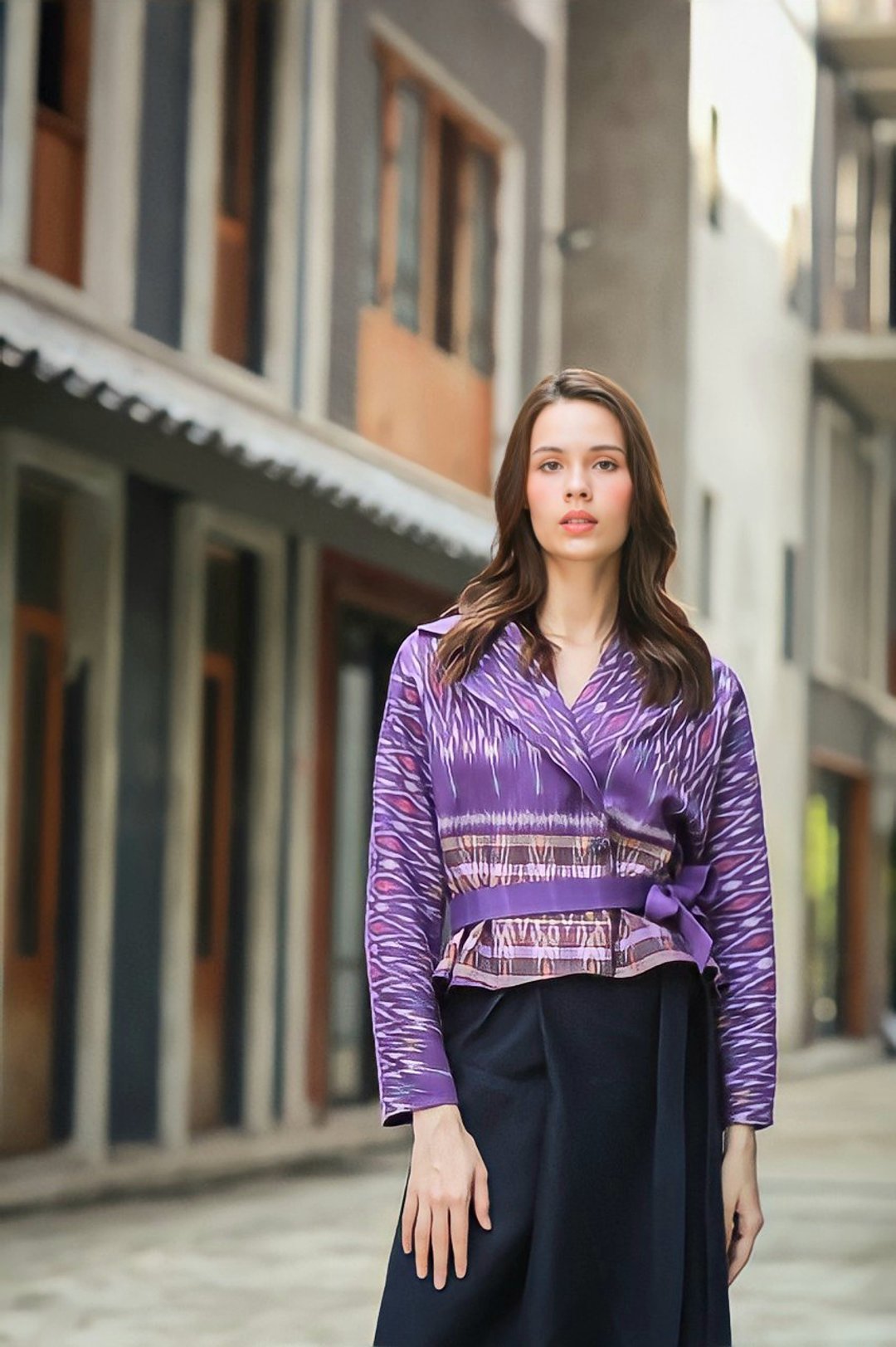 RTW Hand-woven cotton clothing purple tailor cover - 女装上衣 - 棉 紫色