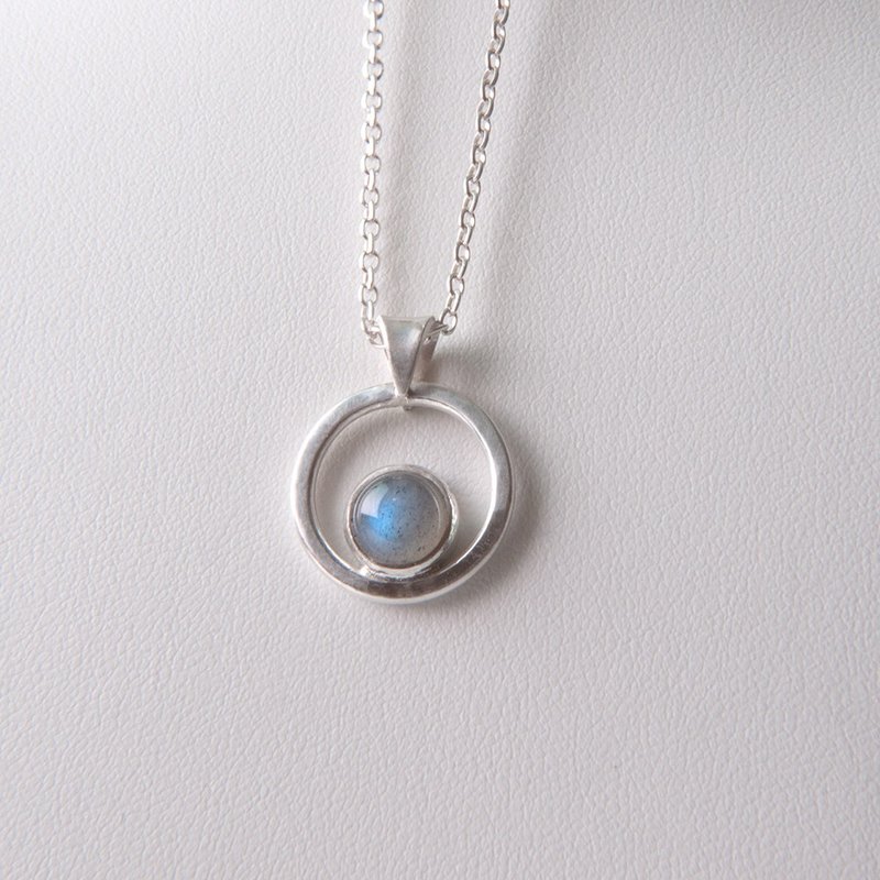 圆围绕着拉长石 - 纯银拉长石项链 - 项链 - 宝石 蓝色