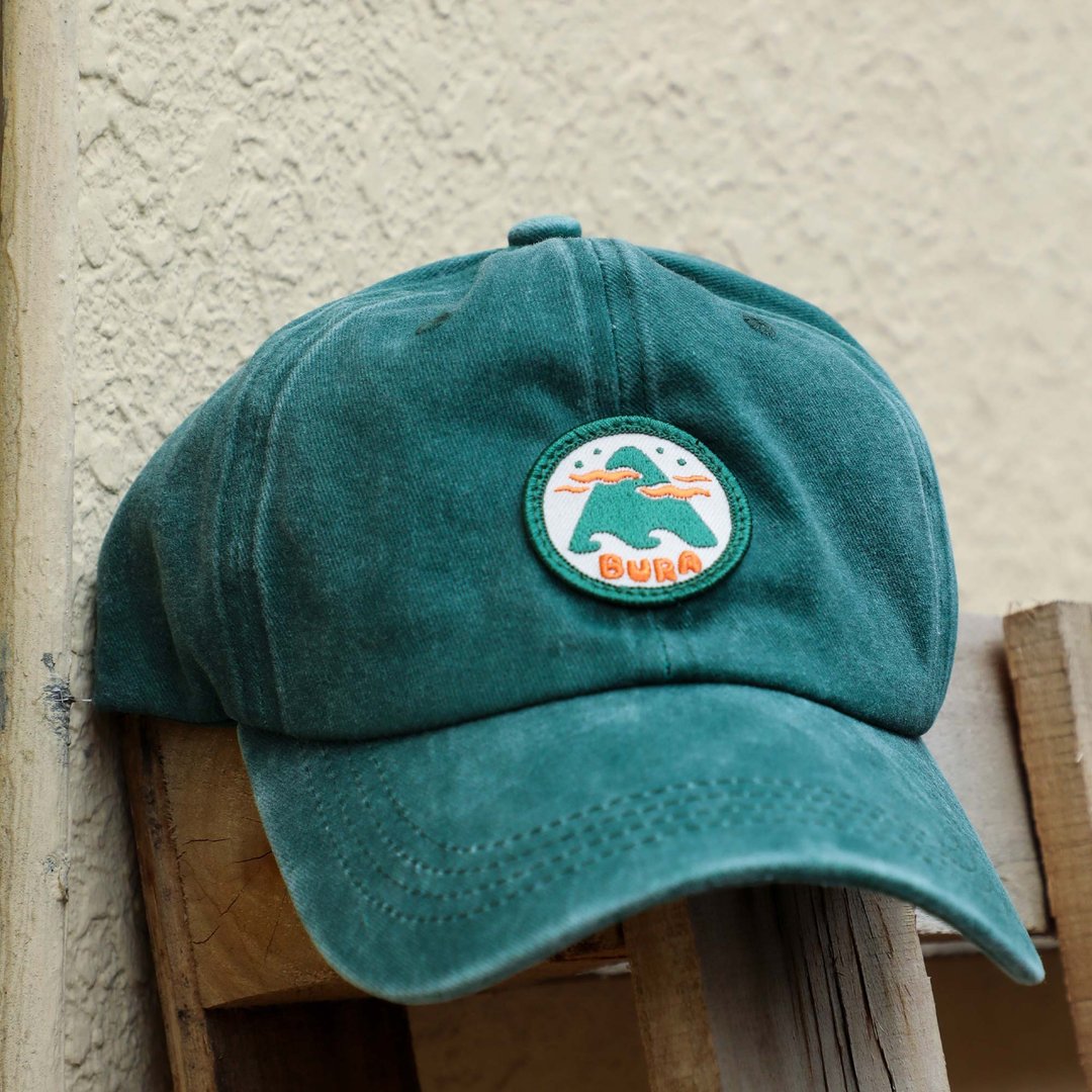 山海 绿色复古老帽 Coast Vibes BURA Vintage Cap - 帽子 - 棉 绿色