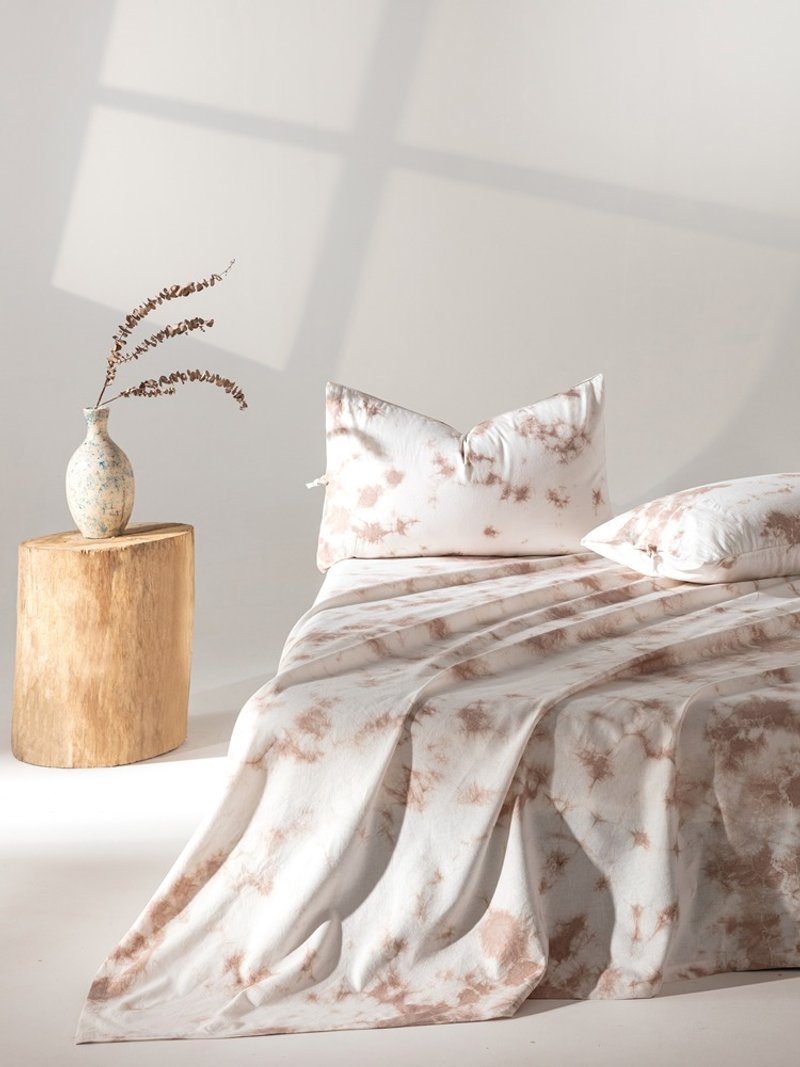 棉麻床单 非遗手工核桃青皮植物云染 四季用 - 寝具 - 棉．麻 灰色