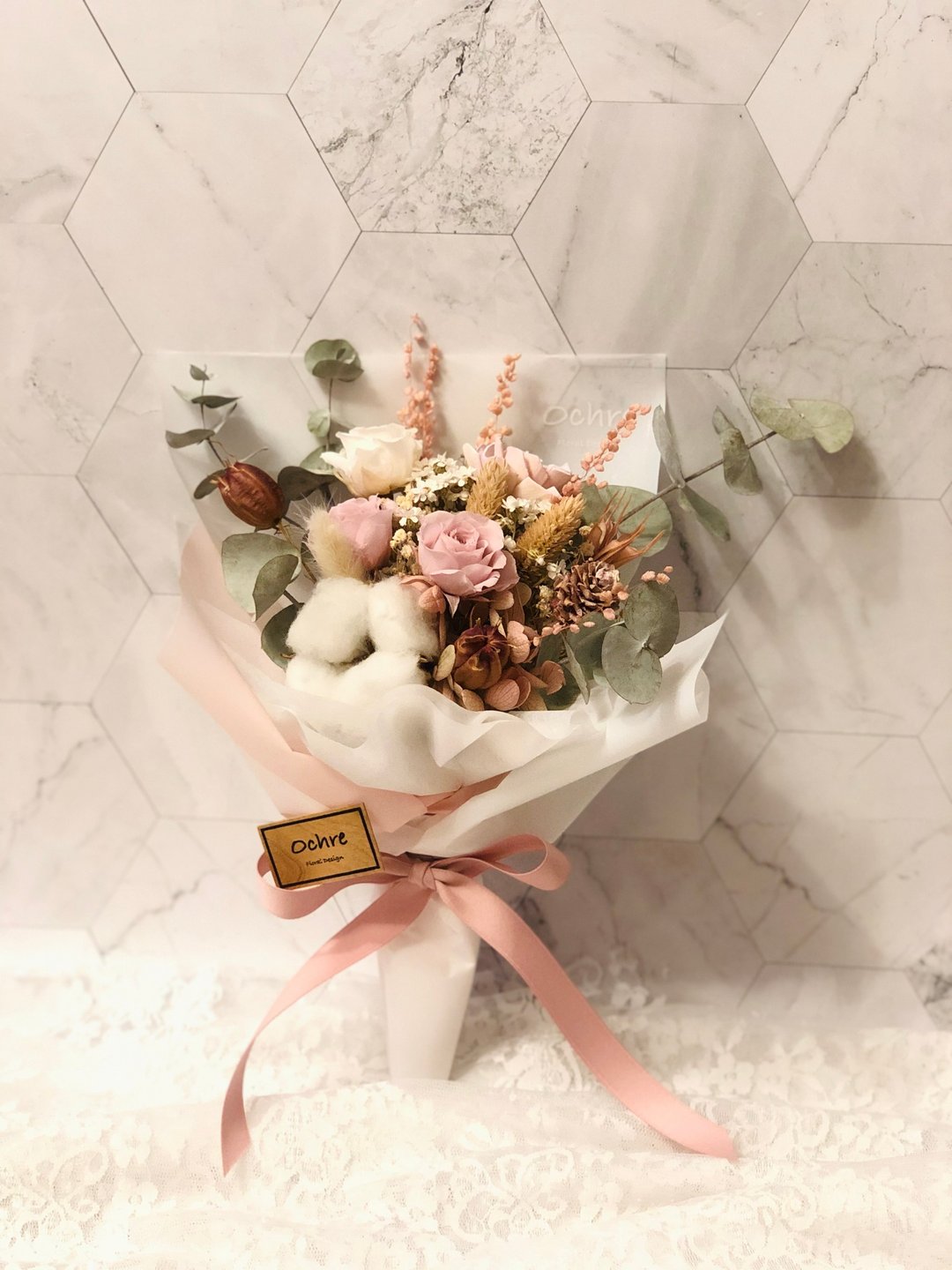 Ochre 中型永生花花束-干燥 韩式 毕业 情人 生日花束 - 干燥花/捧花 - 植物．花 粉红色
