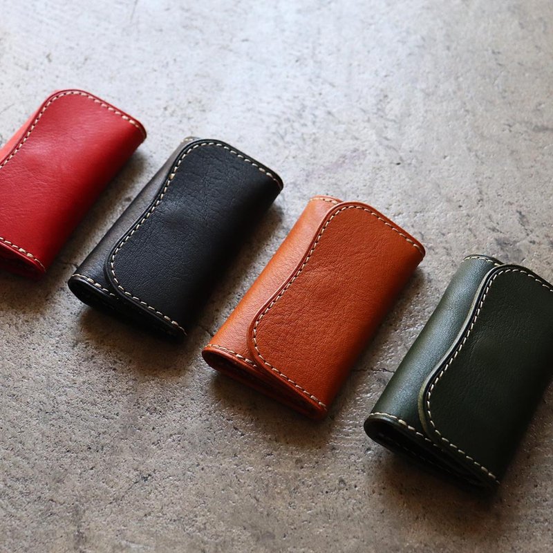 Tri-fold leather key case that can hold cards Tochigi leather 4 colors available - 其他 - 真皮 红色
