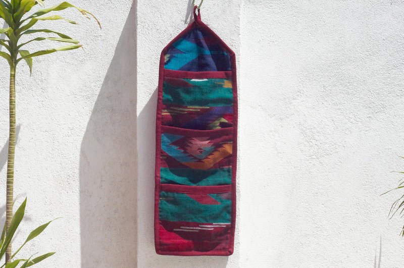 手工编织置物篮/收纳篮/吊挂袋/手织布置物袋-彩虹几何色块达卡织 - 收纳用品 - 棉．麻 多色