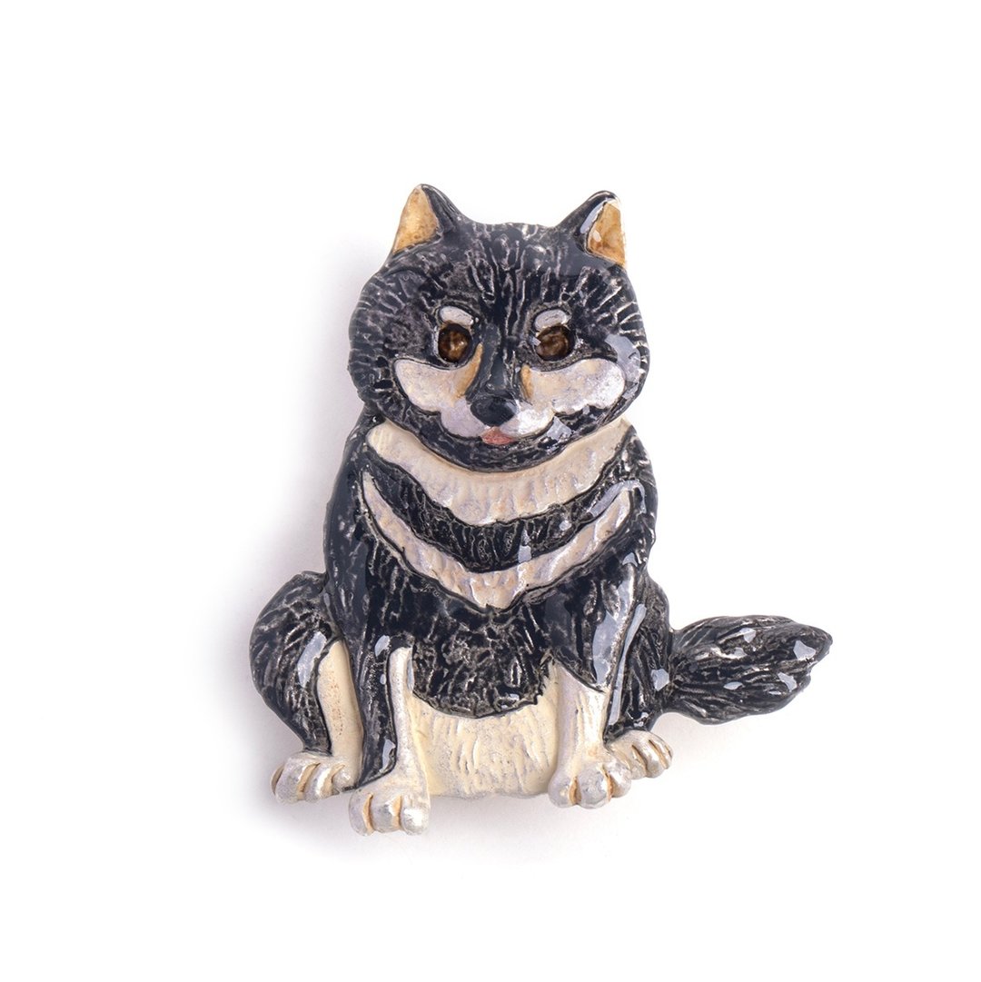 坐姿柴犬胸针 - 胸针 - 其他金属 