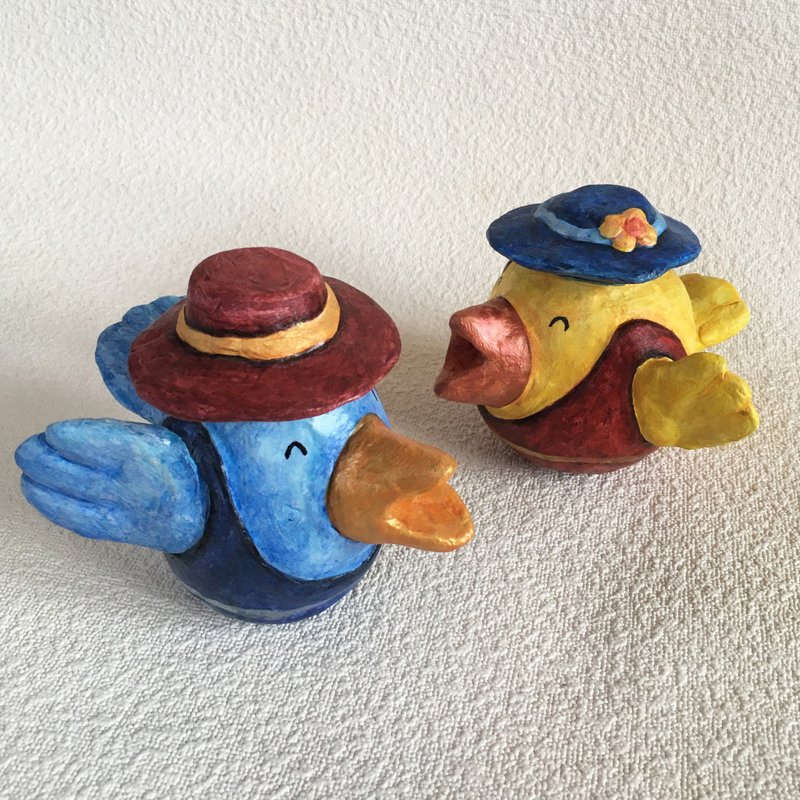 Wobble handcraft dolls / A couple bird ( 1 set = 2 pieces) - 摆饰 - 环保材料 多色