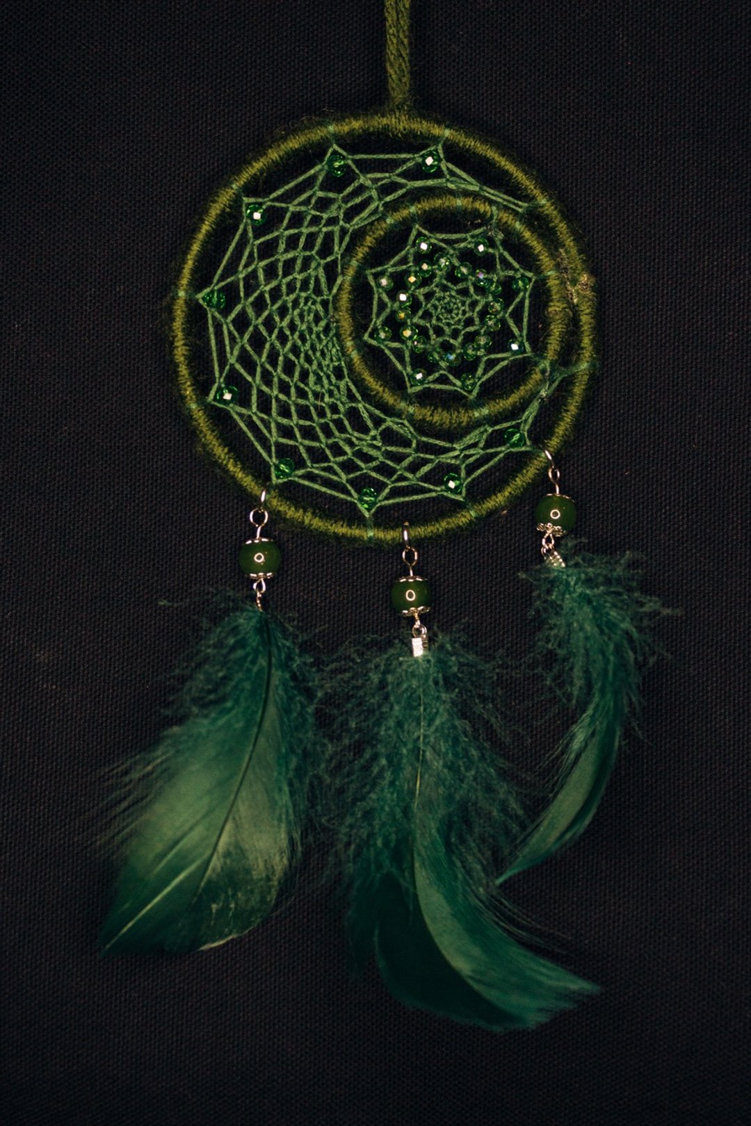 纯手工捕梦网 Handmade Dreamcatcher－【月亮太阳－绿】 - 摆饰 - 棉 绿色
