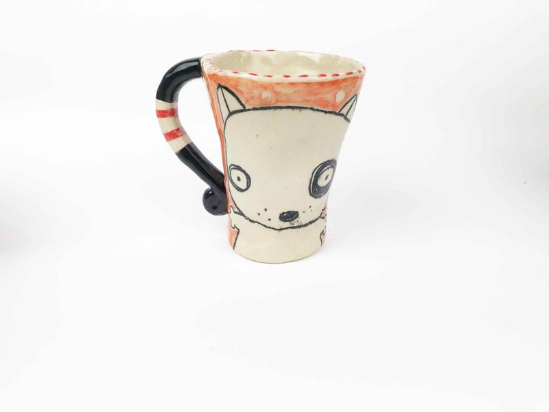 Nice Little Clay 手工铃铛杯 黑轮狗 0101-72 - 咖啡杯/马克杯 - 陶 多色
