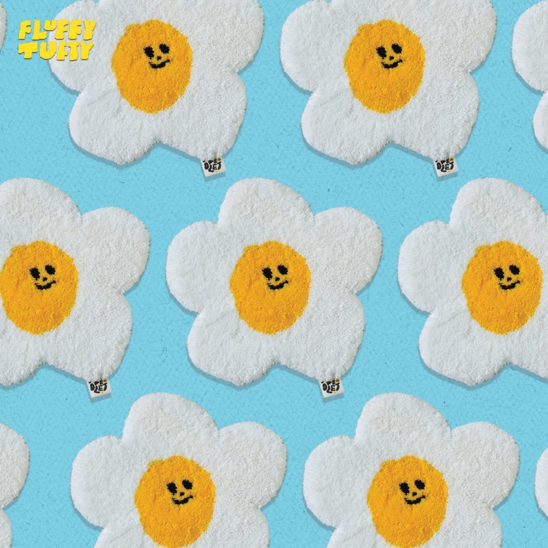 MADE TO ORDER - WHITE DAISY FLUFFY TUFTY RUG - 地垫/地毯 - 其他材质 白色