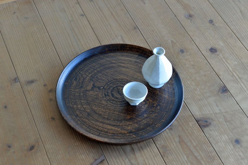 Bung round tray large B - 托盘/砧板 - 木头 咖啡色