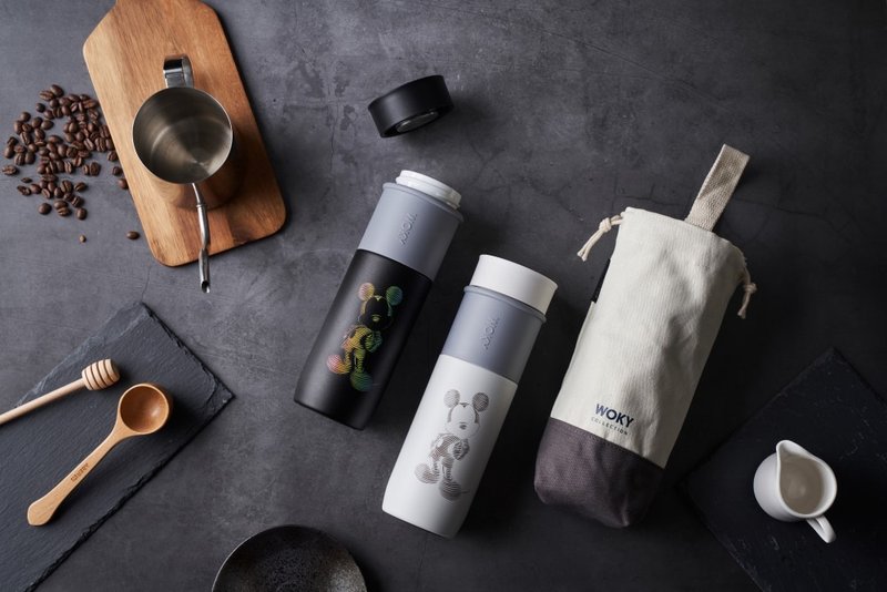 【WOKY 沃厨】JIN真瓷系列 经典米奇陶瓷保温瓶袋组580ML-2款任选 - 保温瓶/保温杯 - 瓷 多色