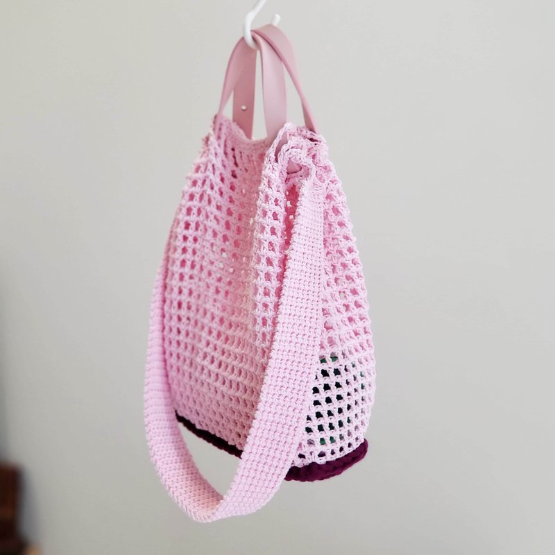 Tone on tone mesh bag 同恩同网袋 / 手工钩针编织包 - 手提包/手提袋 - 棉．麻 