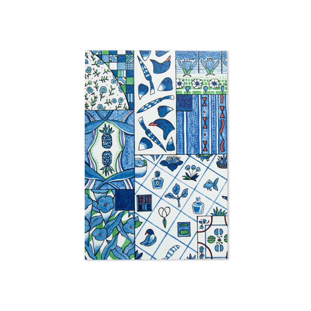明信片 Blue Patchwork Life - 卡片/明信片 - 纸 蓝色
