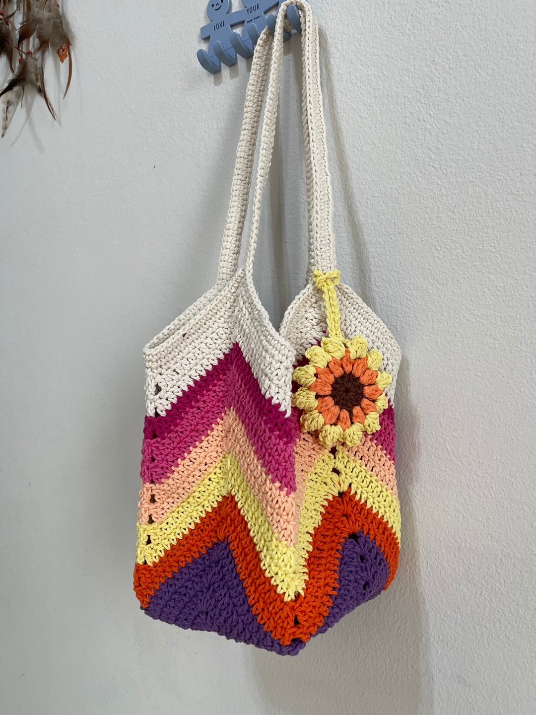 Granny Square colorful Bag,Crochet Bag, Women Bag - 手提包/手提袋 - 棉 多色