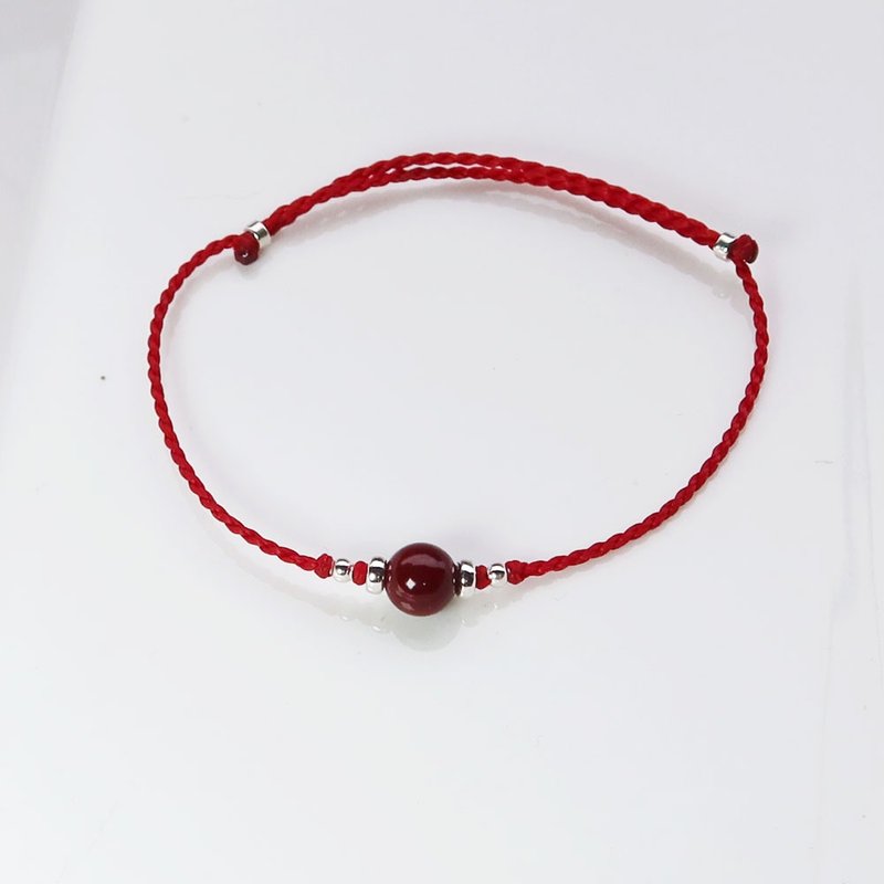 【水晶蜡绳系列】朱砂 |化太岁x防小人  极细蜡绳手链 | 大员囡仔 - 手链/手环 - 半宝石 红色
