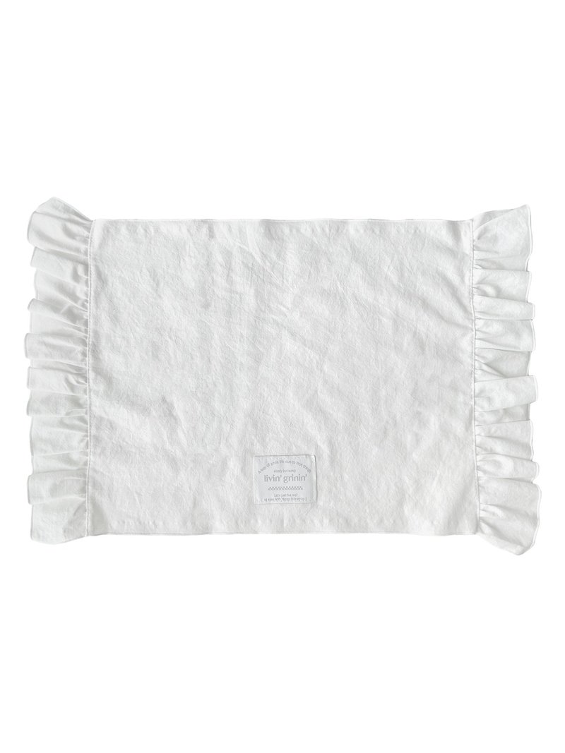 Plain Kitchen Cloth_Frill - 餐垫/桌巾 - 棉．麻 白色