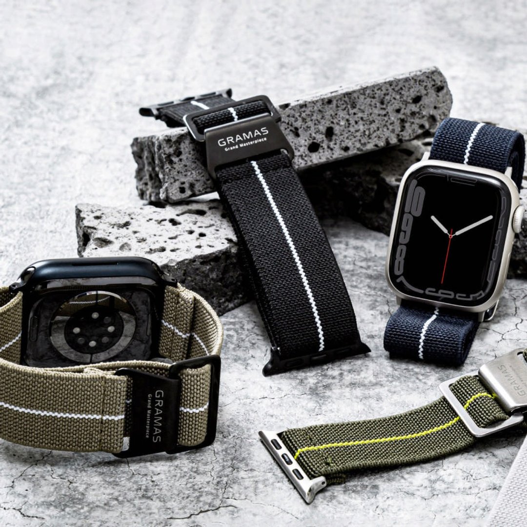 Apple Watch 44/45/46/49mm 法国海军帆布表带 - 表带 - 棉 黑色