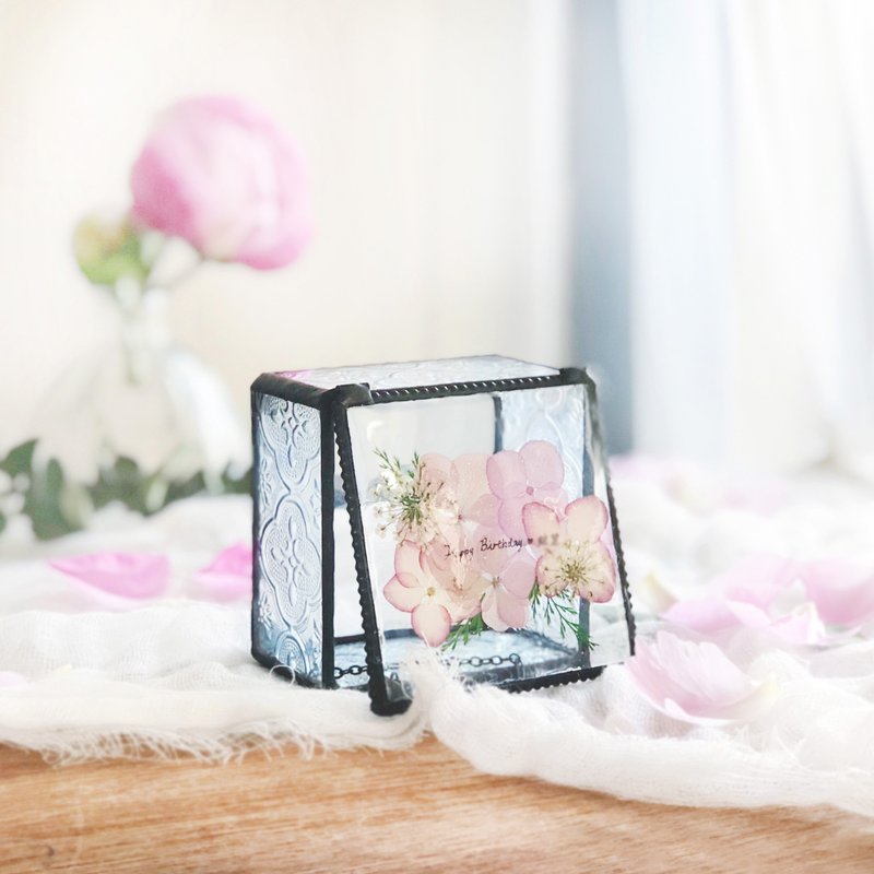 押花手写字句饰物盒/定制首饰盒/玻璃盒子/礼物 - 摆饰 - 其他材质 