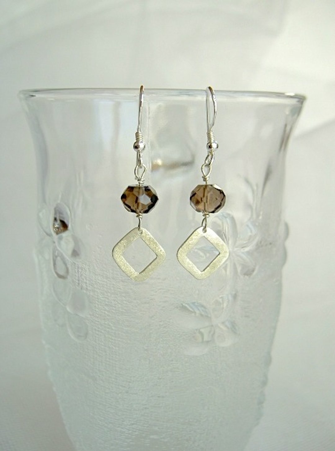 Smoky Quartz Earrings - 耳环/耳夹 - 宝石 咖啡色