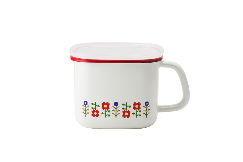 【官方直营】MYSA-珐琅方便锅(附盖) 1.5L 花田/花语 - 厨房用具 - 珐琅 白色