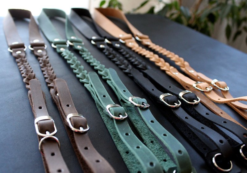 真皮编织相机搭配任何相机米色底片和数位相机 - 相机背带/脚架 - 真皮 多色