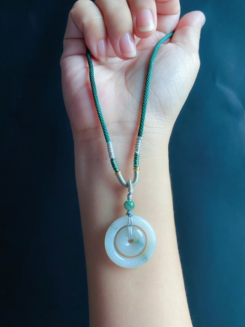 天然缅甸玉翡翠 飘花 子母扣 项链 礼物 长辈礼 jadeite 小孩配戴 - 项链 - 玉石 绿色