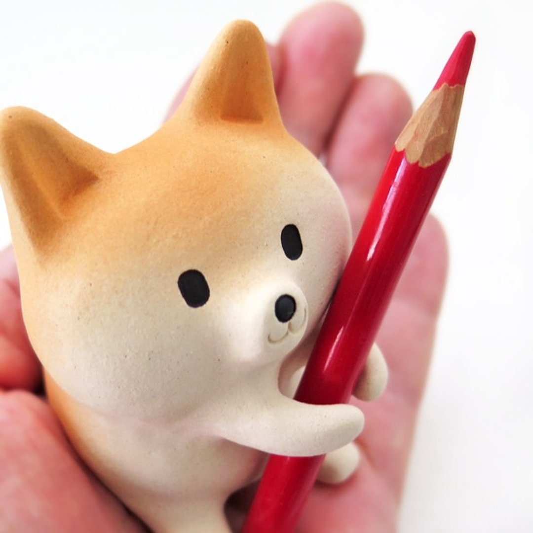 Shibu-chan sitting penholder - 摆饰 - 陶 橘色