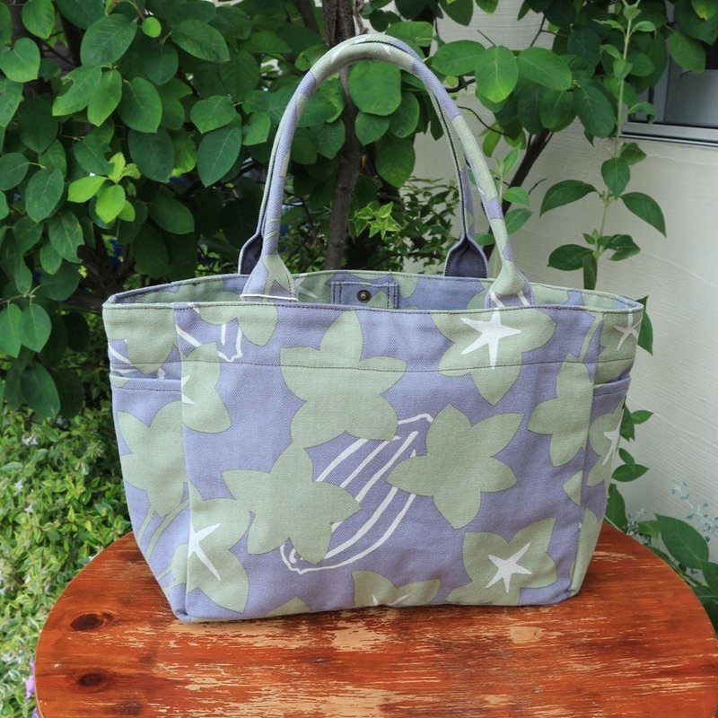 托特包 侧袋S尺寸 杨桃_礼物_星星 - 手提包/手提袋 - 棉．麻 绿色