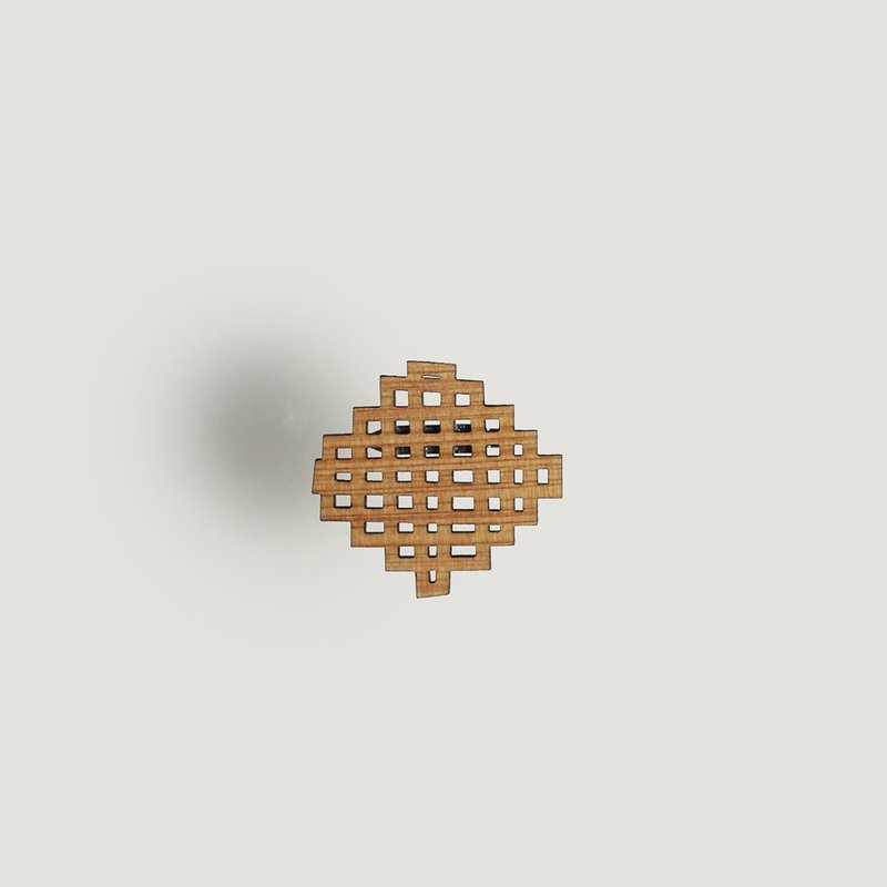 brooch waffle L / waffle brooch L size - 胸针 - 木头 