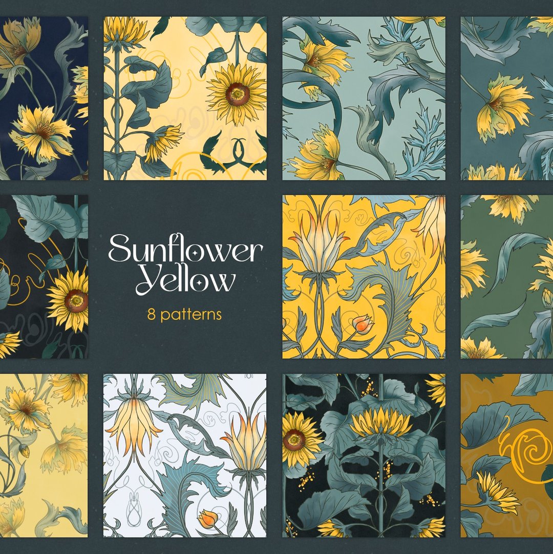 Botanical modern pattern collection, floral vintage clipart - Logo 设计/图案设计 - 其他材质 