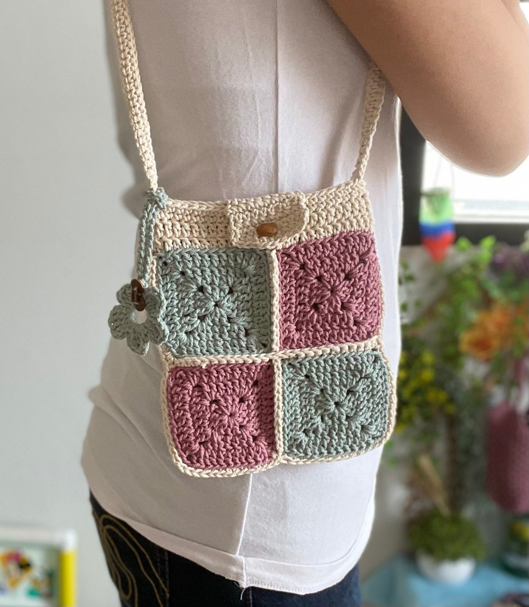Crochet cross body, Cotton bag - 其他 - 棉 多色