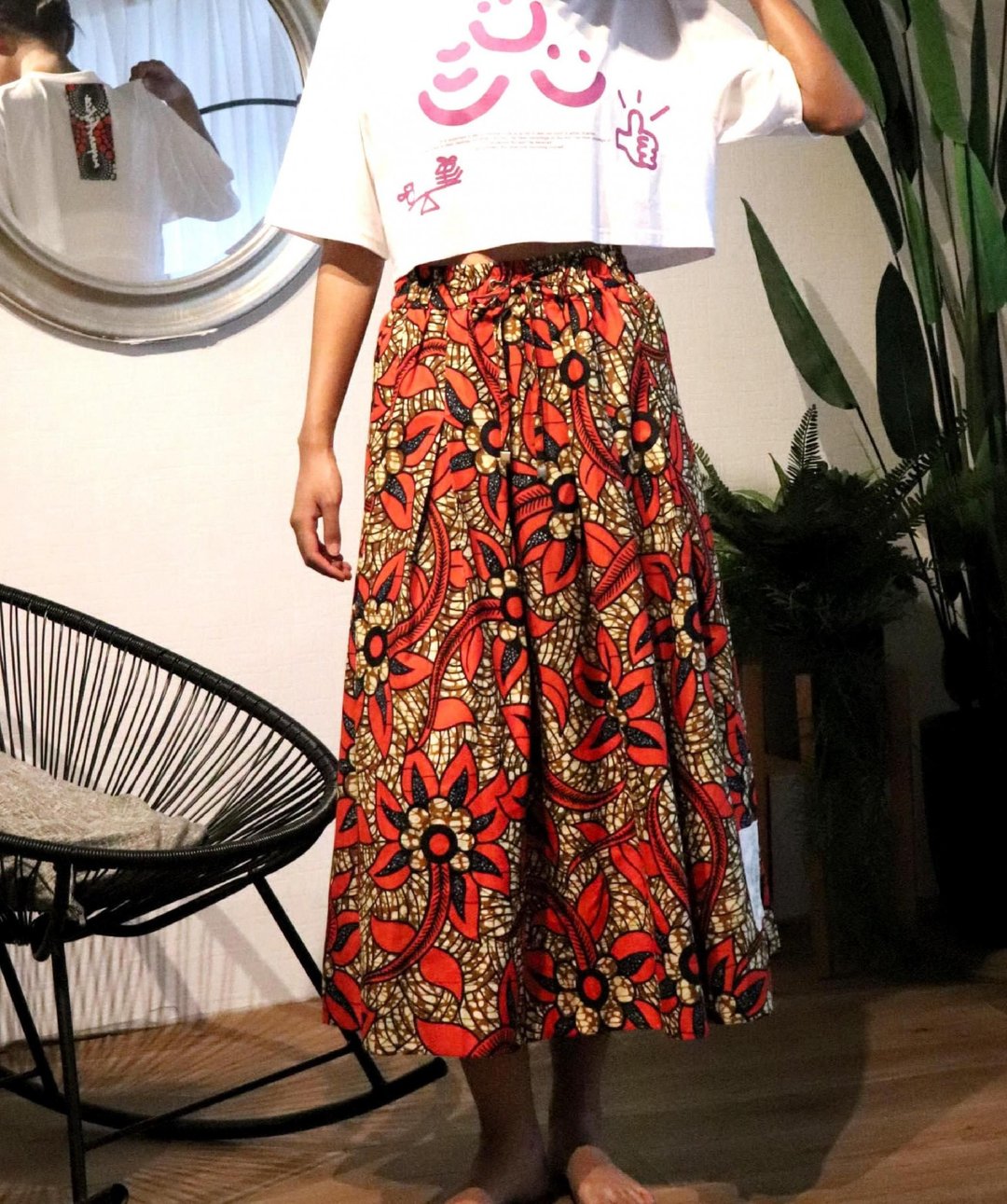 Africa tuck flare skirt 146/ENERGETIC - 裙子 - 聚酯纤维 红色