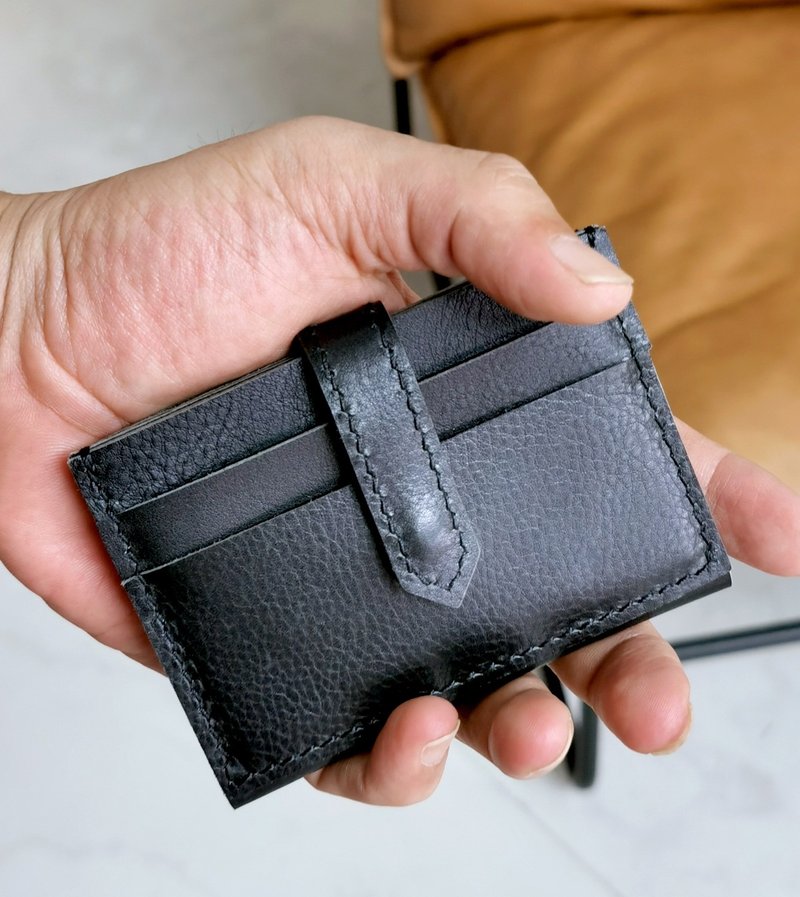 皮革diy材料包/完成品 带搭扣两折卡套 证件套 免费刻字 客制礼物 - 皮件 - 真皮 