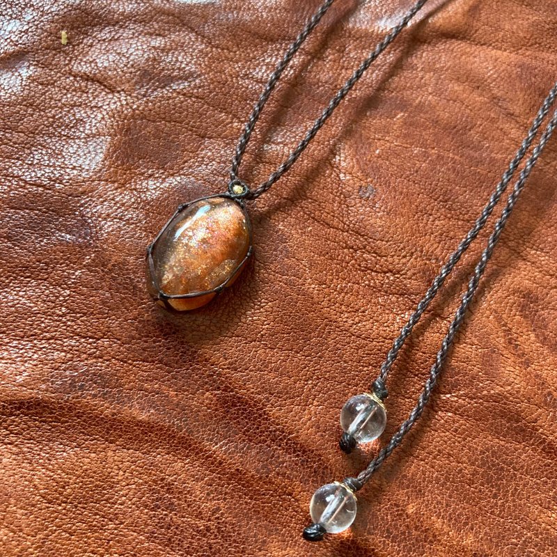 -Tiny earth- 太阳石编绳项链 - 项链 - 宝石 橘色